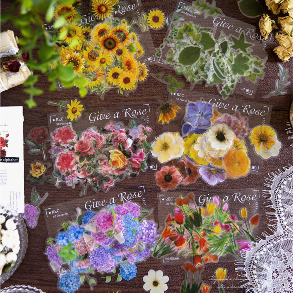 Floral PET Journal Stickers 10 - Garden Journal Planner ulasan dan harga